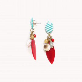 Boucles d'oreilles poussoir rouge petit modèle "Euphoria" - Nature Bijoux