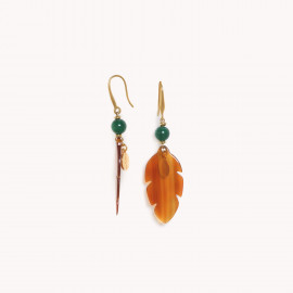 Golden horn feather hook earrings "Euphoria" - Nature Bijoux
