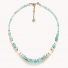 Short amazonite ring necklace "Honolulu" - Nature Bijoux
