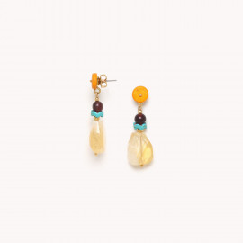 Boucles d'oreilles poussoir citrine facettée "Lhassa" - Nature Bijoux