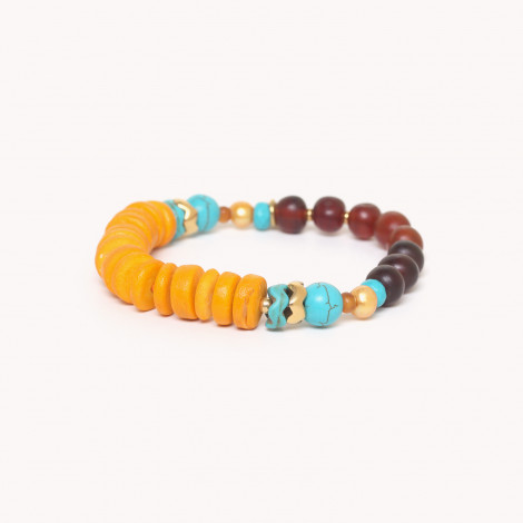 Orange coconut stretch bracelet "Lhassa"
