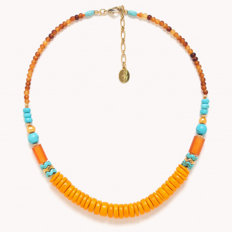 Orange coconut necklace "Lhassa"
