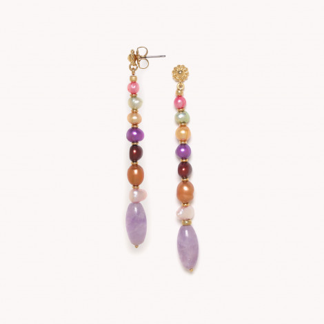 Long post earrings with amethyst "Monte Rosso"