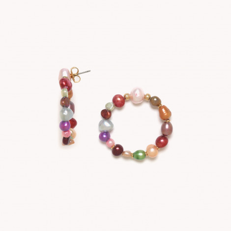 Boucles d'oreilles poussoir anneau perlé "Monte Rosso"