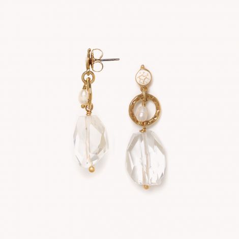 Rock crystal post earrings "Pondichery"