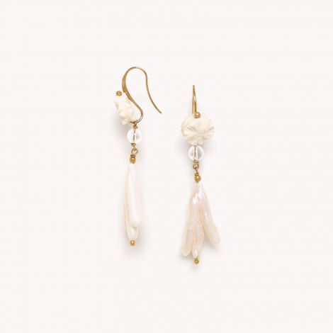 Hook earrings with fresh water pearl pendant "Pondichery"