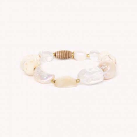 Bracelet extensible cristal de roche facetté "Pondichery"