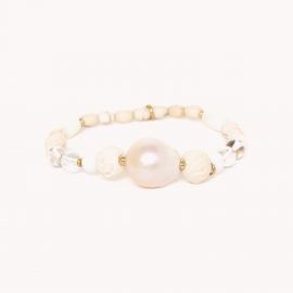 Graduated stretch bracelet with fresh water pearl "Pondichery" - Nature Bijoux