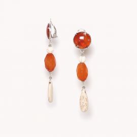 Long clip earrings "Terra Cotta" - Nature Bijoux