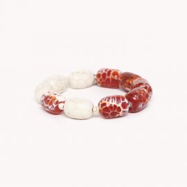 Bracelet extensible perles cylindriques "Terra Cotta" - Nature Bijoux