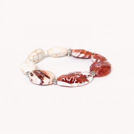 Bracelet extensible perles plates "Terra Cotta" - Nature Bijoux