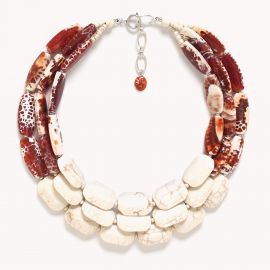 3 rows plastron necklace "Terra Cotta" - Nature Bijoux