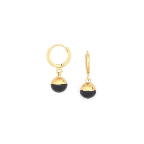 LOUNA mini black ball hoop earrings