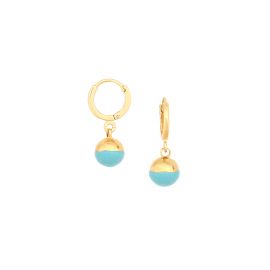 LOUNA mini hoop earrings with turquoise ball - Olivolga Bijoux