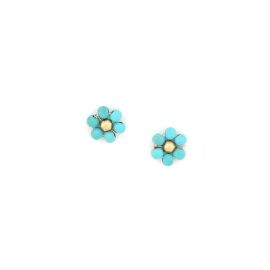 FLORES flower stud earrings (turquoise) - Olivolga Bijoux