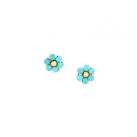 FLORES boucles d'oreilles puces fleur (turquoise)