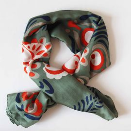 Silk scarf Anastasia kaki - Les belles vagabondes