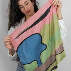 Silk scarf Expression green - Les belles vagabondes