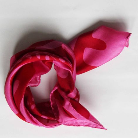 Silk scarf Peace and love Fuchsia
