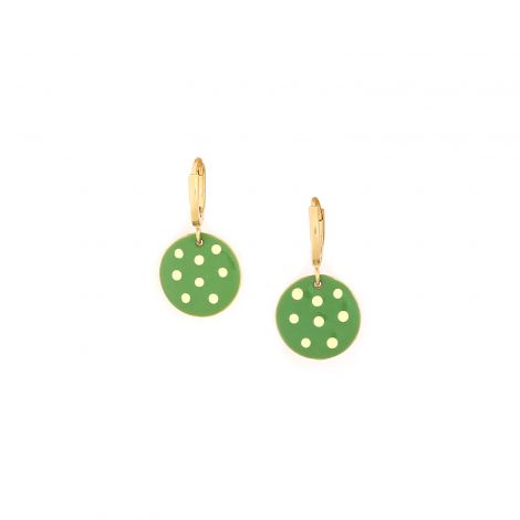 POLKA mini hoop earrings with green polka dots
