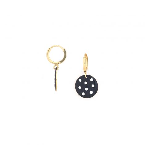 POLKA black polka dot mini hoop earrings