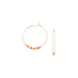 KUTA orange & ecru hoop earrings - Olivolga Bijoux