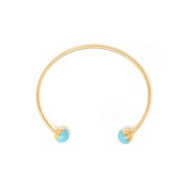 LOUNA golden bangle with turquoise ball - Olivolga Bijoux