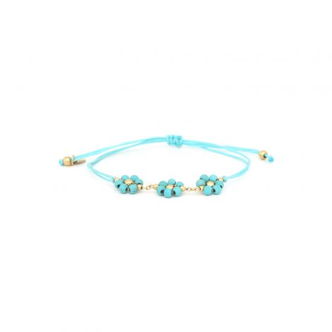 FLORES bracelet macramé 3 fleurs (turquoise)
