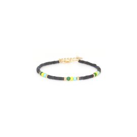 KUTA adjustable heishe bracelet green & yellow - Olivolga Bijoux