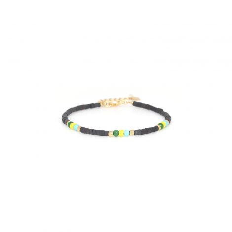 KUTA adjustable heishe bracelet green & yellow
