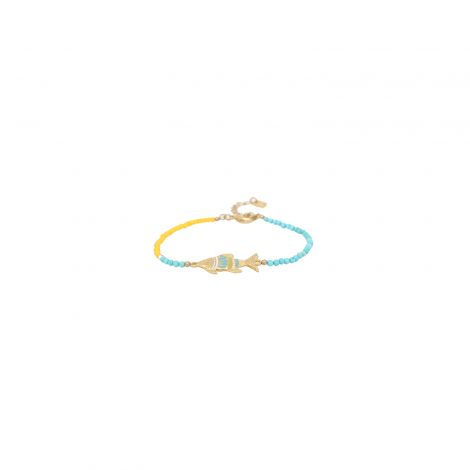 MAKO bracelet ajustable poisson turquoise et jaune