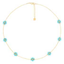 FLORES short necklace 7 flowers (turquoise) - Olivolga Bijoux