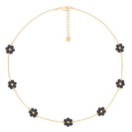 FLORES short necklace 7 flowers (black) - Olivolga Bijoux