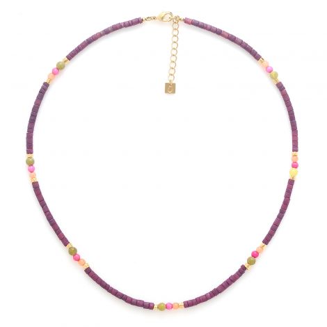 KUTA short adjustable necklace purple & pink