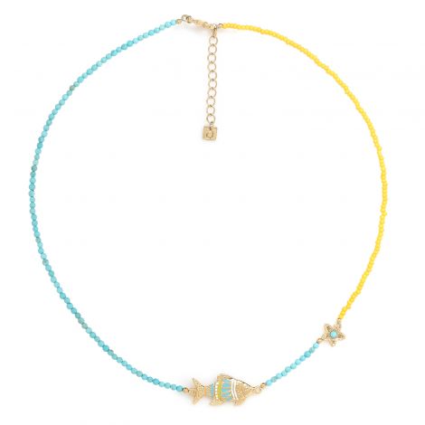 MAKO short turquoise and yellow necklace