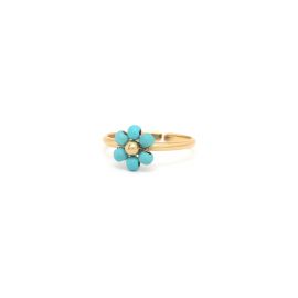 FLORES adjustable turquoise howlite flower ring - Olivolga Bijoux