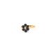 FLORES adjustable black howlite flower ring - Olivolga Bijoux