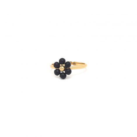 FLORES adjustable black howlite flower ring