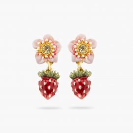 Boucles d'oreilles fraise des bois et fleur LE BOIS GOURMAND - Les Néréides