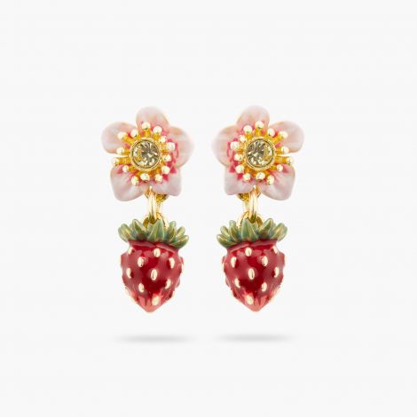 Boucles d'oreilles fraise des bois et fleur LE BOIS GOURMAND