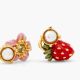 Boucles d'oreilles asymétriques fraises des bois et fleurs rose LE BOIS GOURMAND - Les Néréides