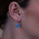 HAPPY FACE blue mini hoop earrings - Olivolga Bijoux