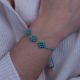 FLORES bracelet macramé 3 fleurs (turquoise) - Olivolga Bijoux
