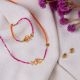 MAKO short orange and pink necklace - Olivolga Bijoux