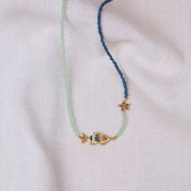 MAKO short mint and blue necklace - Olivolga Bijoux