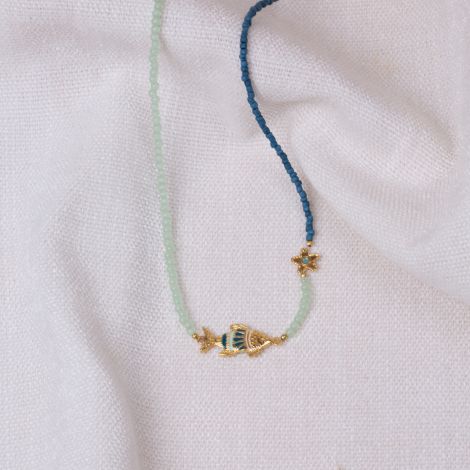 MAKO short mint and blue necklace