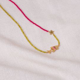 MAKO short green and pink necklace - Olivolga Bijoux