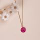 HAPPY FACE short pink pendant necklace - Olivolga Bijoux