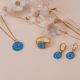 HAPPY FACE collier court pendentif bleu - Olivolga Bijoux