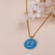 HAPPY FACE short blue pendant necklace - Olivolga Bijoux